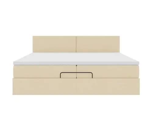 Osmanų Lovos Rėmas Su Čiužiniais, Kreminis, 200X200cm Audinys