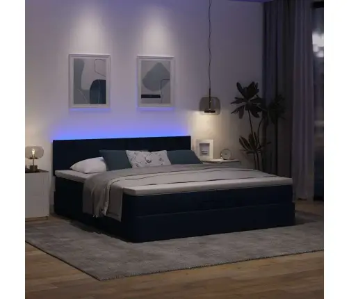 Osmanų Lovos Rėmas Su Čiužiniais, Mėlynas, 200X200cm Audinys