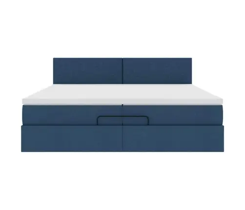 Osmanų Lovos Rėmas Su Čiužiniais, Mėlynas, 200X200cm Audinys