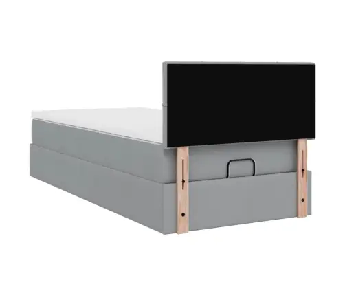 Ottomani Voodi Madratsi Ja Led, Helehall, 80X200cm Kangas