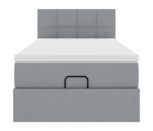 Ottomani Voodi Madratsi Ja Led, Helehall, 80X200cm Kangas