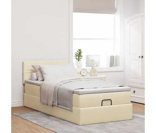 Osmaņu Gultas Rāmis Ar Matrača Krēma 80X200 Cm Audums Vidaxl