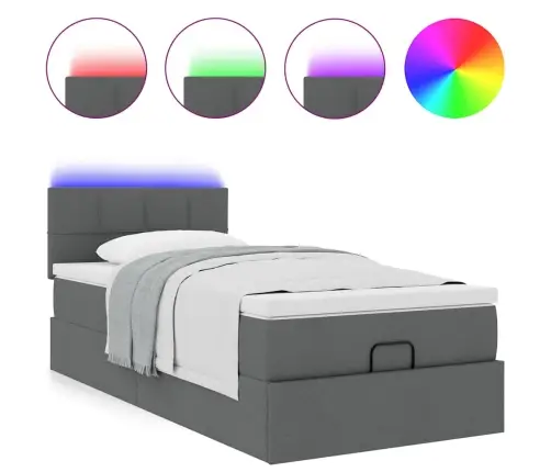 Osmaņu Gultas Rāmis Ar Matrača Tumši Pelēks 90X190 Cm Audums Vidaxl