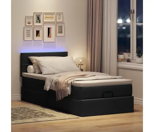 Osmaņu Gultas Rāmis Ar Matrača Melns 90X190 Cm Audums Vidaxl