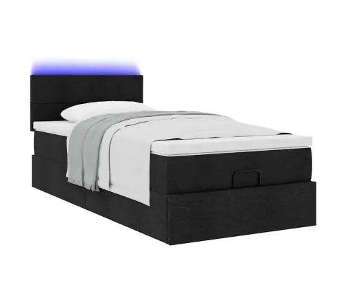 Osmaņu Gultas Rāmis Ar Matrača Melns 90X190 Cm Audums Vidaxl