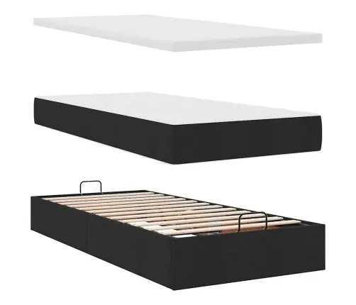 Osmaņu Gultas Rāmis Ar Matrača Melns 90X190 Cm Audums Vidaxl