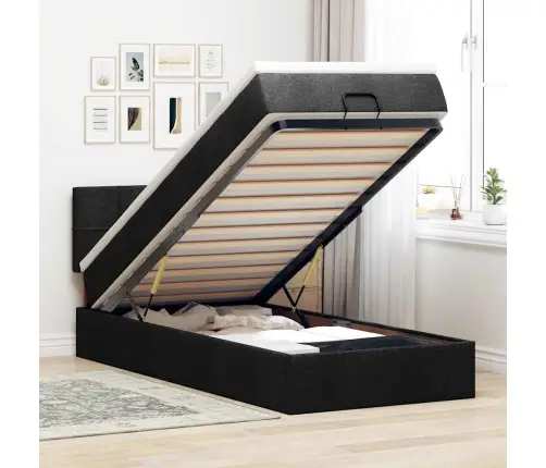 Osmaņu Gultas Rāmis Ar Matrača Melns 90X190 Cm Audums Vidaxl
