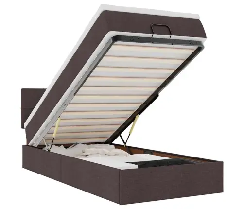 Osmaņu Gultas Rāmis Ar Matrača Tumši Brūns 90X190 Cm Audums Vidaxl