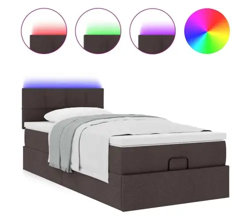 Osmaņu Gultas Rāmis Ar Matrača Tumši Brūns 90X190 Cm Audums Vidaxl