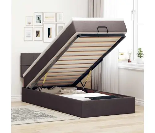 Osmaņu Gultas Rāmis Ar Matrača Tumši Brūns 90X190 Cm Audums Vidaxl