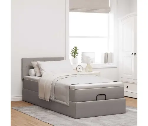 Osmaņu Gultas Rāmis Ar Matrača Pelēkbrūna 90X190 Cm Audums Vidaxl