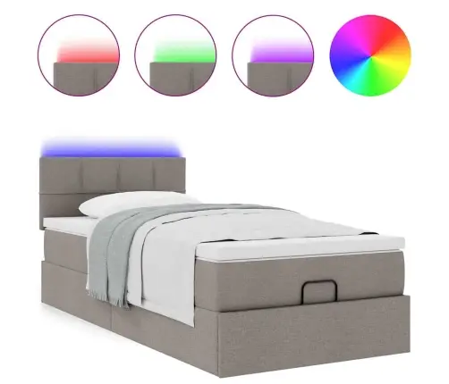 Osmaņu Gultas Rāmis Ar Matrača Pelēkbrūna 90X190 Cm Audums Vidaxl