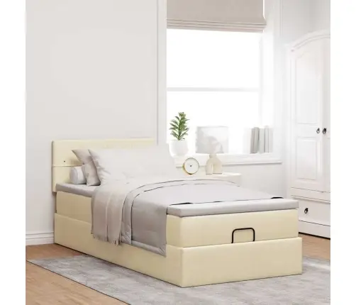 Osmaņu Gultas Rāmis Ar Matrača Krēma 90X190 Cm Audums Vidaxl