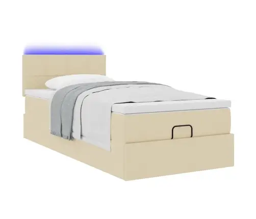 Osmaņu Gultas Rāmis Ar Matrača Krēma 90X190 Cm Audums Vidaxl