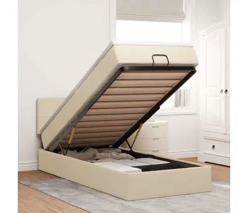 Osmaņu Gultas Rāmis Ar Matrača Krēma 90X190 Cm Audums Vidaxl