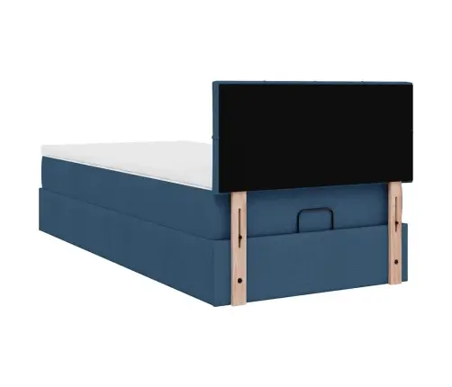 Osmaņu Gultas Rāmis Ar Matrača Zils 90X190 Cm Audums Vidaxl