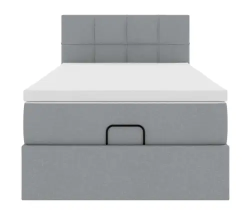 Osmanų Lova Su Čiužiniu Ir Led Šviesiai Pilkas 90X200Cm Audinys