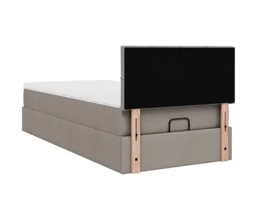 Osmaņu Gulta Ar Matraci&Leds, Pelēkbrūns, 90X200 Cm, Audums Vidaxl