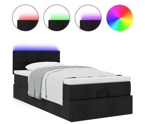 Osmaņu Gultas Rāmis Ar Matrača Melns 100X200 Cm Audums Vidaxl