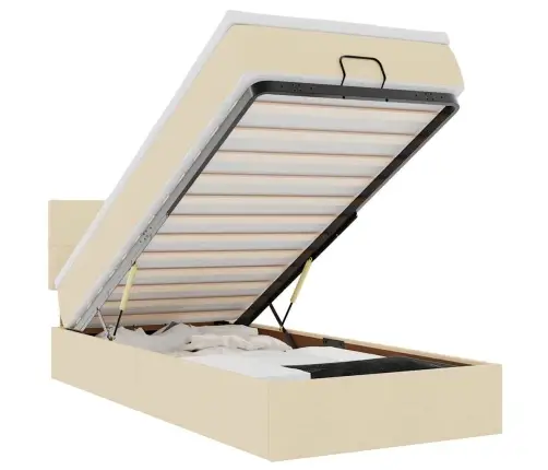 Osmanų Lova Su Čiužiniu, Kreminis, 100X200cm Audinys