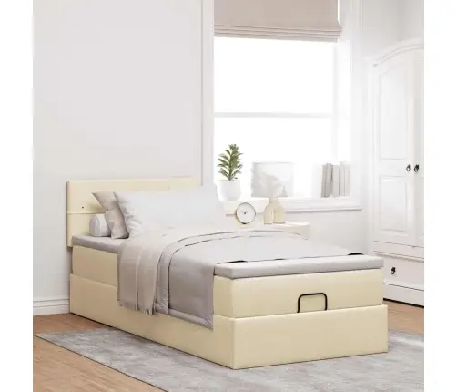 Osmanų Lova Su Čiužiniu, Kreminis, 100X200cm Audinys