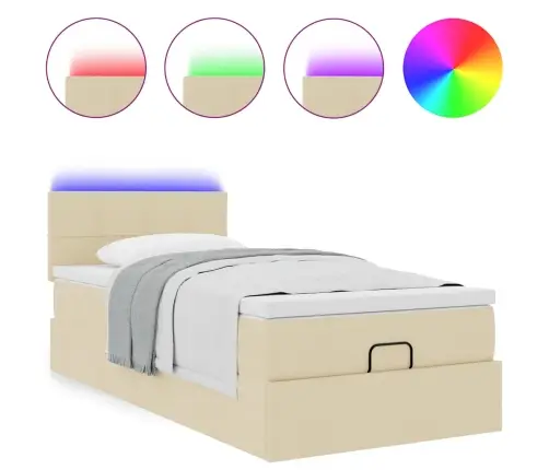 Osmanų Lova Su Čiužiniu, Kreminis, 100X200cm Audinys