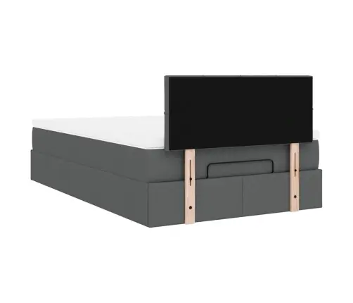 Ottomani Voodi Madratsiga Ja Led, Tumehall, 120X190 cm Kangas