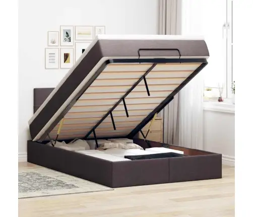 Osmaņu Gultas Rāmis Ar Matrača Tumši Pelēks 120X190 Cm Audums Vidaxl