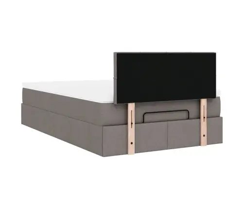 Osmaņu Gulta Ar Matraci&Leds, Pelēkbrūns, 120X190 Cm, Audums Vidaxl