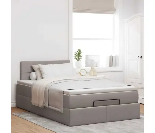 Osmaņu Gulta Ar Matraci&Leds, Pelēkbrūns, 120X190 Cm, Audums Vidaxl