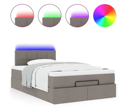 Osmaņu Gulta Ar Matraci&Leds, Pelēkbrūns, 120X190 Cm, Audums Vidaxl