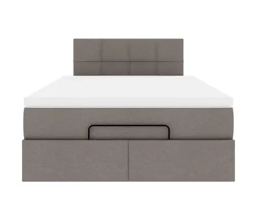 Osmaņu Gulta Ar Matraci&Leds, Pelēkbrūns, 120X190 Cm, Audums Vidaxl