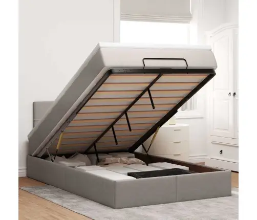 Osmaņu Gulta Ar Matraci&Leds, Pelēkbrūns, 120X190 Cm, Audums Vidaxl