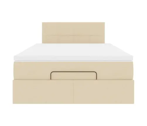 Osmanų Lova Su Čiužiniu Ir Led, Kreminės Sp., 120X190Cm Audinys