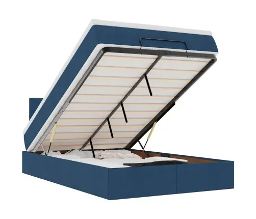 Osmaņu Gulta Ar Matraci&Leds, Zils, 120X190 Cm, Audums Vidaxl