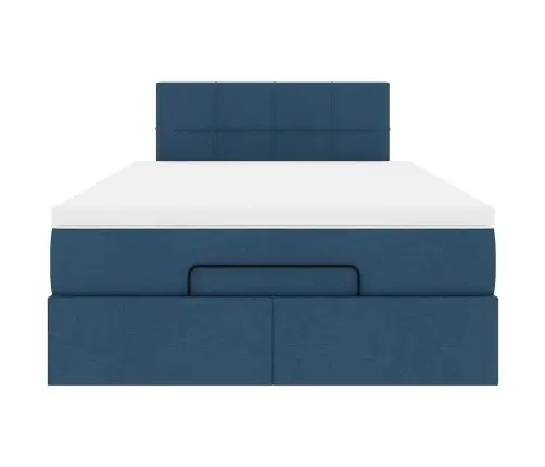 Osmaņu Gulta Ar Matraci&Leds, Zils, 120X190 Cm, Audums Vidaxl