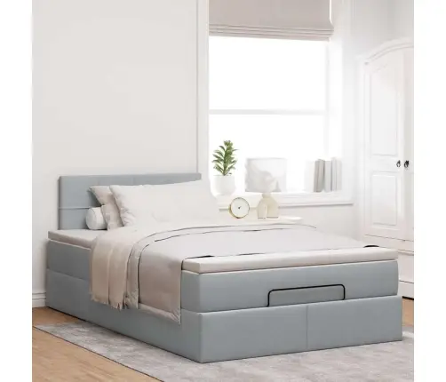 Osmaņu Gultas Rāmis Ar Matrača Gaiši Pelēks 120X200 Cm Audums Vidaxl