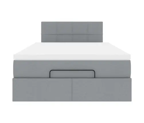 Osmaņu Gultas Rāmis Ar Matrača Gaiši Pelēks 120X200 Cm Audums Vidaxl