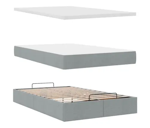 Osmaņu Gultas Rāmis Ar Matrača Gaiši Pelēks 120X200 Cm Audums Vidaxl