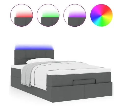 Osmaņu Gulta Ar Matraci&Leds, Tumši Pelēks, 120X200 Cm, Audums Vidaxl