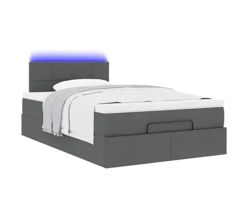 Osmaņu Gulta Ar Matraci&Leds, Tumši Pelēks, 120X200 Cm, Audums Vidaxl