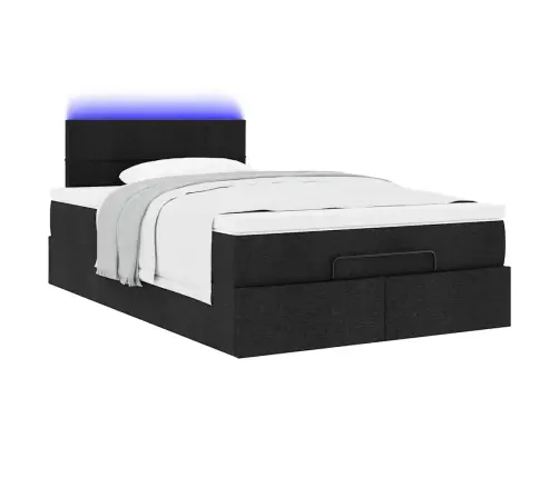 Osmaņu Gultas Rāmis Ar Matrača Melns 120X200 Cm Audums Vidaxl