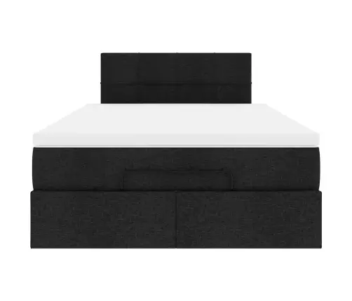 Osmaņu Gultas Rāmis Ar Matrača Melns 120X200 Cm Audums Vidaxl