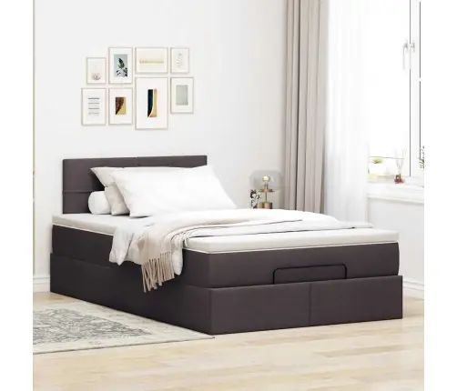 Osmaņu Gultas Rāmis Ar Matrača Tumši Brūns 120X200 Cm Audums Vidaxl