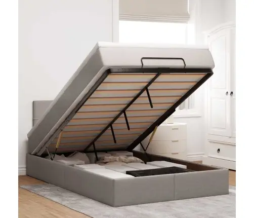 Osmanų Lovos Rėmas Su Čiužiniu, Taupe, 120X200cm Audinys