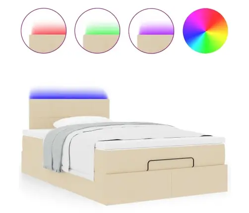 Osmaņu Gultas Rāmis Ar Matrača Krēmkrāsas 120X200 Cm Audums Vidaxl