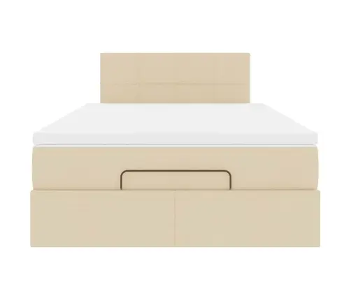 Osmaņu Gultas Rāmis Ar Matrača Krēmkrāsas 120X200 Cm Audums Vidaxl