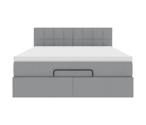 Osmaņu Gulta Ar Matraci&Leds, Gaiši Pelēks, 140X190 Cm, Audums Vidaxl