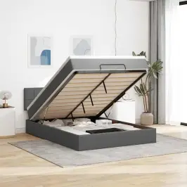 Osmaņu Gulta Ar Matraci&Leds, Tumši Pelēks, 140X190 Cm, Audums Vidaxl Osmaņu Gulta Ar Matraci&Leds, Tumši Pelēks, 140X190 Cm, Audums Vidaxl