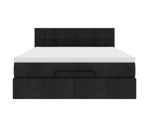 Osmaņu Gulta Ar Matraci & Leds, Melns, 140X190 Cm, Audums Vidaxl